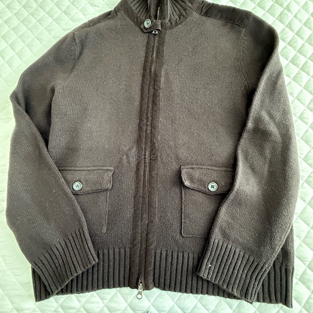 Banana Republic Men's Dark Brown Zip-Up Sweater